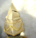 Orange Gold Purple Gold Men Aso Oke Groom Fila Cap Hat UK Dispatch