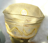 Orange Gold Purple Gold Men Aso Oke Groom Fila Cap Hat UK Dispatch