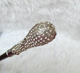 Clearance Crystal Rhinestone Walking Cane – Elegant Decorative Formal Dress Cane with Black Shaft & Silver Handle PrestigeApplause Jewels