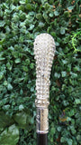 Clearance Crystal Rhinestone Walking Cane – Elegant Decorative Formal Dress Cane with Black Shaft & Silver Handle PrestigeApplause Jewels