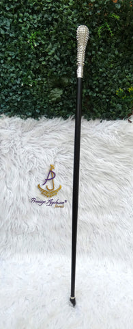 Clearance Crystal Rhinestone Walking Cane – Elegant Decorative Formal Dress Cane with Black Shaft & Silver Handle PrestigeApplause Jewels