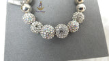 Clearance Silver Tone Beaded Bracelet with Sparkling Crystal Pave Balls – Stretch Fit Fashion Accessory by Prestige Applause Jewels Bangle Bracelet