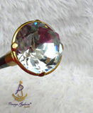 Crystal-Tip Walking Stick Cane – Elegant Gold-Tone Handle & Black Shaft Statement Accessory African Walking Staff PrestigeApplause Jewels