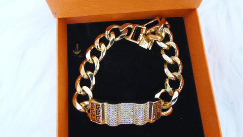 Cuban linked Gold Plated Unisex Hand Chain Bracelet – Adjustable Fashion Jewelry for Men & Women Bangle Bracelet