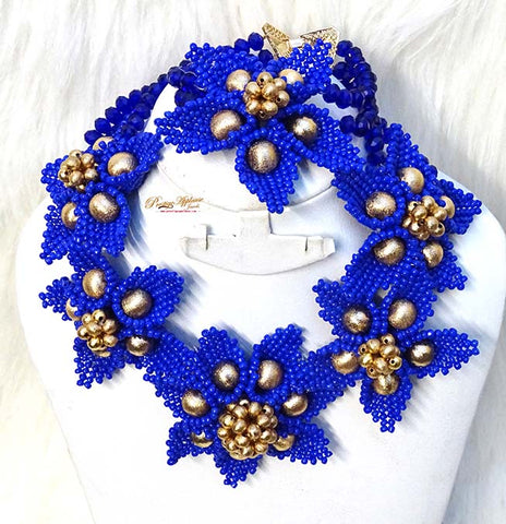 PrestigeApplause Royal Blue Full Tulip Beautiful Design Wedding Bridal Party Jewellery Set