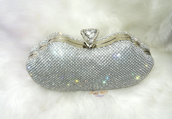 Gold Silver Crystal Diamante Shaped Evening Party Cocktail Clutch Purse handbag PrestigeApplause Jewels