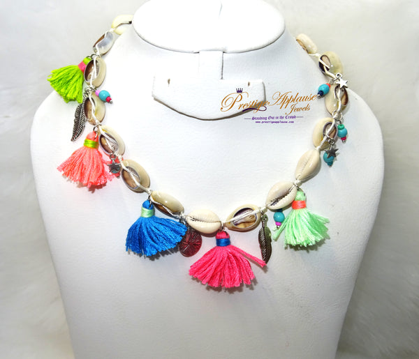 Vibrant Cowry Carnival Long and Short Party Carnival Necklace Jewellery - Unisex