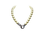 Beautiful Silver Cream Pearl Crystal Necklace Jewellery Gift Ladies