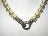 Beautiful Silver Cream Pearl Crystal Necklace Jewellery Gift Ladies