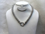 Beautiful Silver Cream Pearl Crystal Necklace Jewellery Gift Ladies