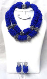 PrestigeApplause Royal Blue & Gray Silver Beads Bridal Party Jewellery Set