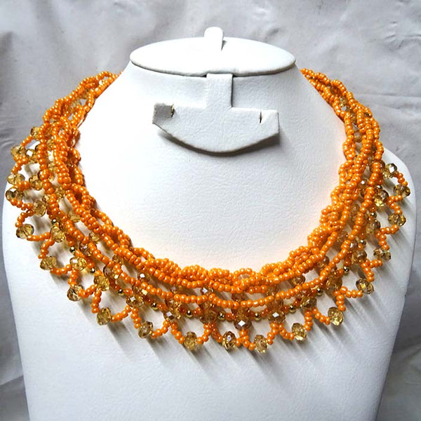 PrestigeApplause Orange Crystal Gold Regalia Necklace Earring Party Evening Set