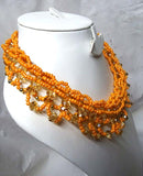 PrestigeApplause Orange Crystal Gold Regalia Necklace Earring Party Evening Set