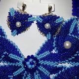 PrestigeApplause New Latest Design 2 Shades of Blue Celtic Beads Bridal Wedding Party Jewelry Set