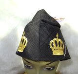 Black Gold Velvet Latest Design Crown Royal Ade Style Cheiftancy Men Fila Cap