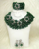 PrestigeApplause Green Elegant Latest New Design African Beads Bridal Wedding Party Jewelry Set