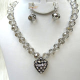 Cheap Casual Simply Dazzling Blue Clear Black AB Love Heart Costume Necklace Jewellery Set