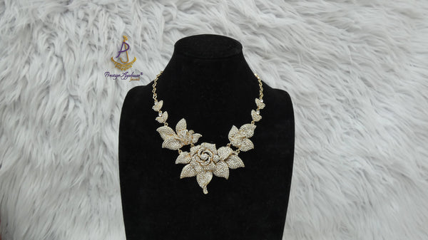 Detailed Petal Crystal Cocktail Dinner Necklace Gold Jewellery Great as Gift PrestigeApplause Jewels