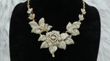 Detailed Petal Crystal Cocktail Dinner Necklace Gold Jewellery Great as Gift PrestigeApplause Jewels