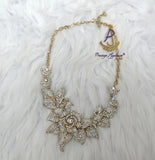 Detailed Petal Crystal Cocktail Dinner Necklace Gold Jewellery Great as Gift PrestigeApplause Jewels