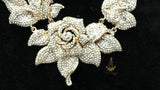 Detailed Petal Crystal Cocktail Dinner Necklace Gold Jewellery Great as Gift PrestigeApplause Jewels