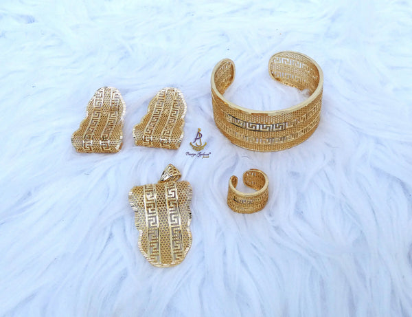 Dubai Gold Plated 4-Piece Jewelry Set – Necklace & Earrings | Elegant Bridal, Party & Cocktail Jewelry Gift for Her Gold Plated