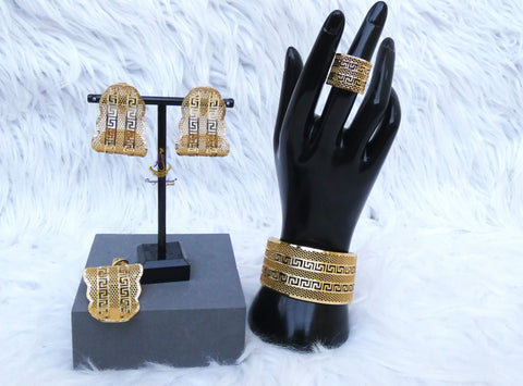 Dubai Gold Plated 4-Piece Jewelry Set – Necklace & Earrings | Elegant Bridal, Party & Cocktail Jewelry Gift for Her Gold Plated