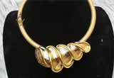 Elegant Dubai Gold-Plated Statement Necklace Set with Sculptural Coil Design – Matching Bracelet, Ring & Earrings