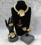 Elegant Dubai Gold Plated Jewelry Set 4-Piece– Necklace & Earrings | Elegant Bridal, Party & Cocktail Jewellery Ladies Gift Idea Gold Plated