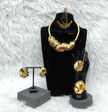 Elegant Dubai Gold-Plated Statement Necklace Set – Matching Bracelet, Ring & Earrings for Ladies Party Wedding Jewellery Gold Plated
