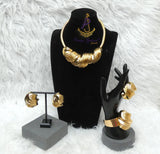 Elegant Dubai Gold-Plated Statement Necklace Set – Matching Bracelet, Ring & Earrings for Ladies Party Wedding Jewellery Gold Plated