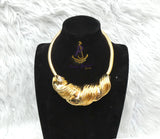 Elegant Dubai Gold-Plated Statement Necklace Set – Matching Bracelet, Ring & Earrings for Ladies Party Wedding Jewellery