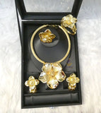 Elegant Gold-Plated Floral Statement Jewellery Set – Flower Necklace Women Set