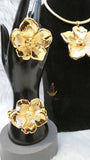 Elegant Gold-Plated Floral Statement Jewellery Set – Flower Necklace Women Set