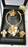 Elegant Gold-Plated Floral Statement Jewellery Set – Flower Necklace Women Set Gold Plated