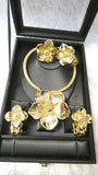 Elegant Gold-Plated Floral Statement Jewellery Set – Flower Necklace Women Set