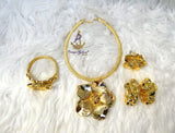 Elegant Gold-Plated Floral Statement Jewellery Set – Flower Necklace Women Set
