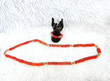 Extra Long Traditional Men Unisex Coral Beads Necklace Gold Embellished Jewellery Set Coral Beads