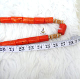 Extra Long Traditional Men Unisex Coral Beads Necklace Gold Embellished Jewellery Set Coral Beads