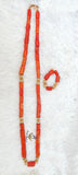 Extra Long Traditional Men Unisex Coral Beads Necklace Gold Embellished Jewellery Set Coral Beads