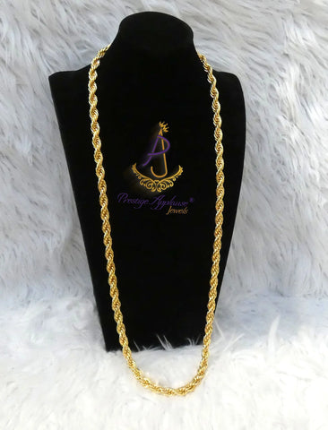 Extra Long Two-Twist Italian Gold Plated Unisex Necklace – Elegant Jewellery for Men & Women | Perfect Gift PrestigeApplause Jewels