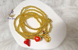 Gold Beaded Charm Bracelet Set with Red Heart Accents – Stackable Fashion Bracelet for Women Bangle Bracelet