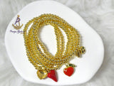Gold Beaded Charm Bracelet Set with Red Heart Accents – Stackable Fashion Bracelet for Women