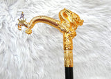 Gold Dragon Head Decorative Chief Groom Walking Stick – Ornamental Handle Gentlemen’s Cane African Walking Staff