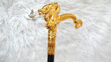 Gold Dragon Head Decorative Chief Groom Walking Stick – Ornamental Handle Gentlemen’s Cane African Walking Staff PrestigeApplause Jewels
