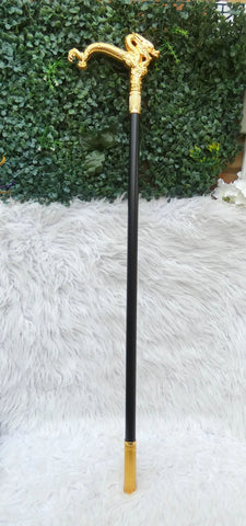 Gold Dragon Head Decorative Chief Groom Walking Stick – Ornamental Handle Gentlemen’s Cane African Walking Staff