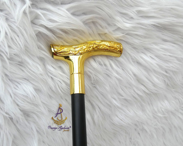 Gold Horse Decorative Chief Groom Walking Stick – Ornamental Handle Gentlemen’s Cane African Walking Staff PrestigeApplause Jewels