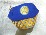 Gold Mix Royal Blue Aso Oke Yoruba Fila Cap With Women Gele – Traditional African Men’s Hat for Groom, Bride Gele Wedding & Party PrestigeApplause Jewels