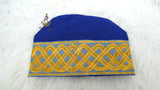 Gold Mix Royal Blue Aso Oke Yoruba Fila Cap With Women Gele – Traditional African Men’s Hat for Groom, Bride Gele Wedding & Party PrestigeApplause Jewels