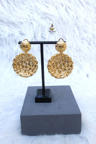 Gold Plated Bold Circle Earrings – Statement Party Jewelry for Women | Perfect Gift Earrings